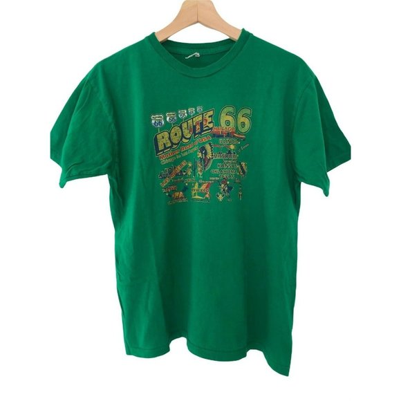 Alstyle Other - Alstyle Route 66 Green Short Sleeve T Shirt Men's Tee Shirt measurements in des.
